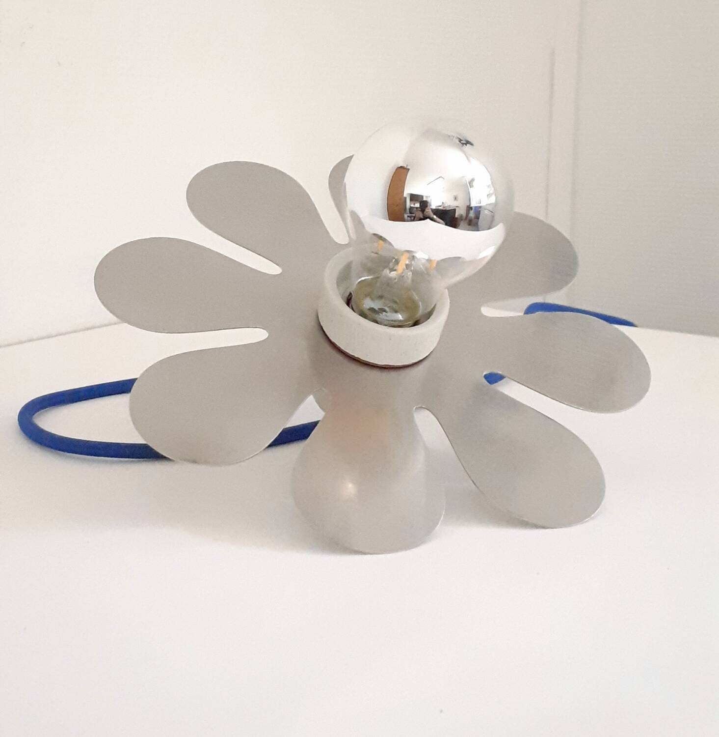 Brushed stainless steel portable lamp