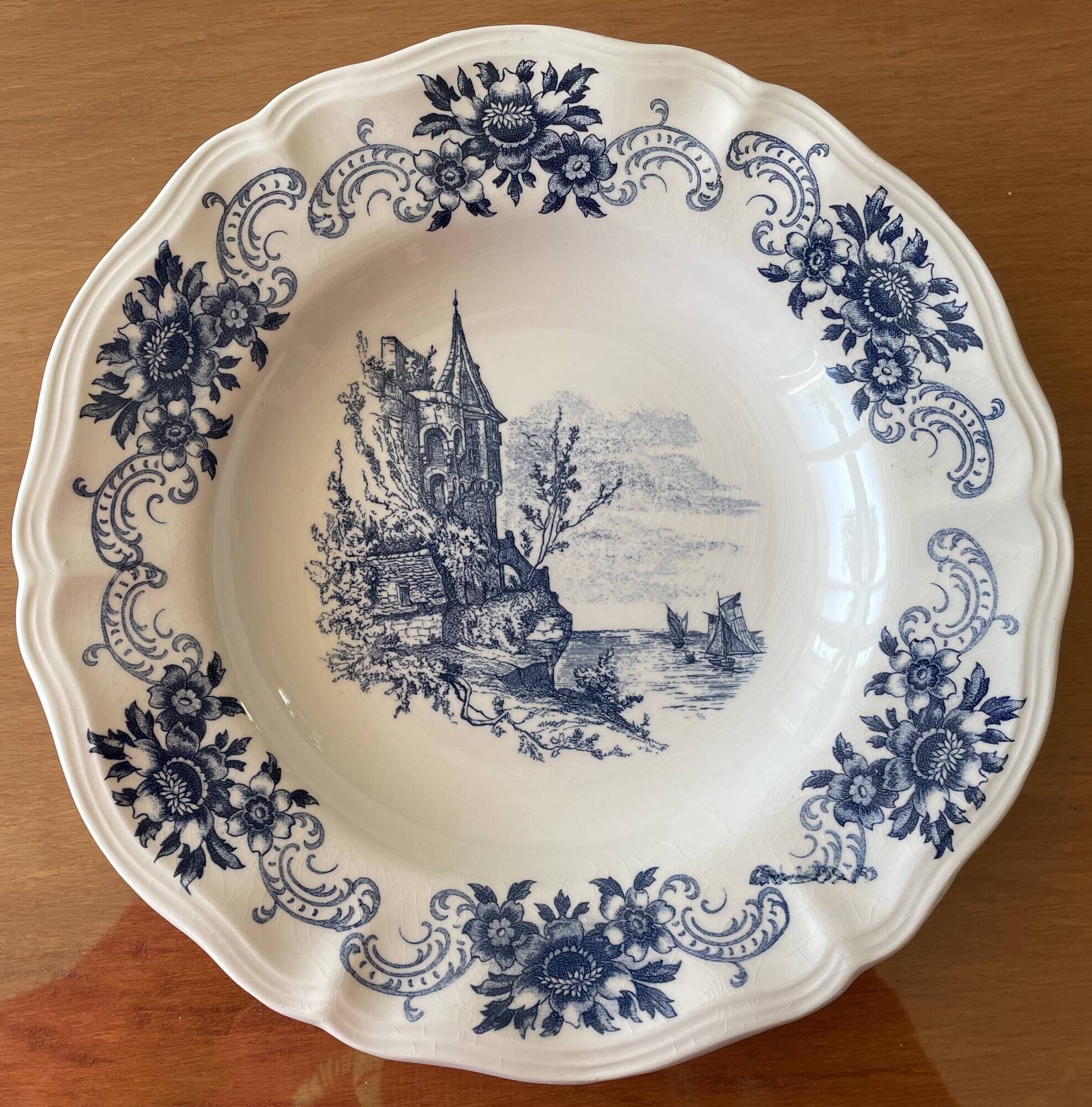 6 antique deep plates in Sarreguemines earthenware