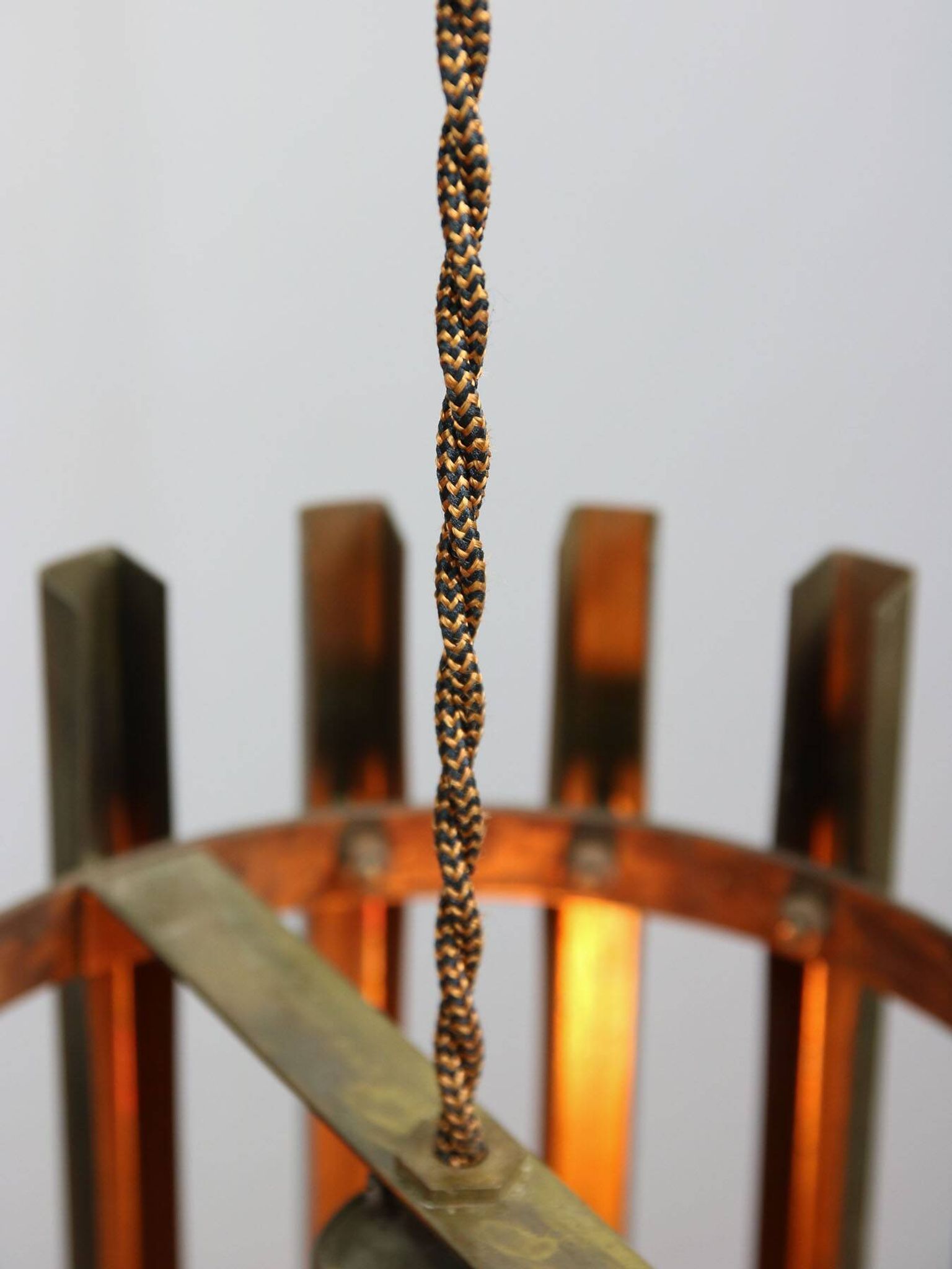 Lampe à suspension vintage en laiton italien, années 70