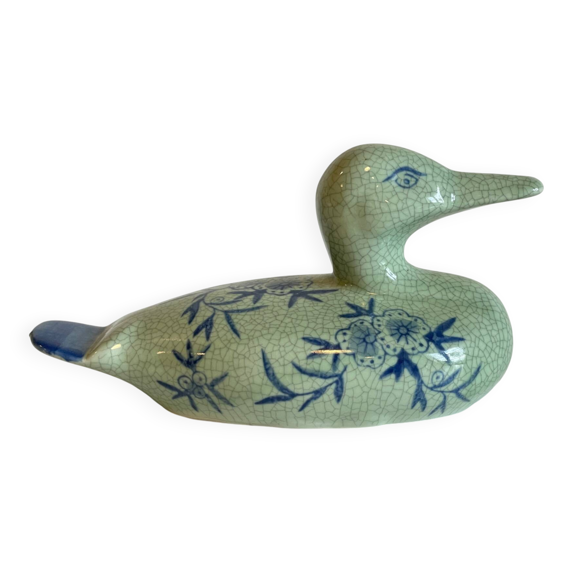Vintage Blue Ceramic Duck