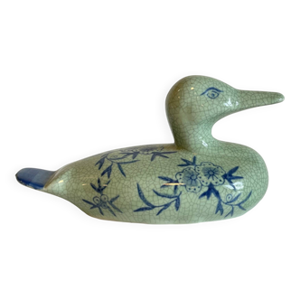 Vintage Blue Ceramic Duck