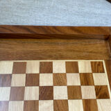 Wooden travel chess set, marquetry board