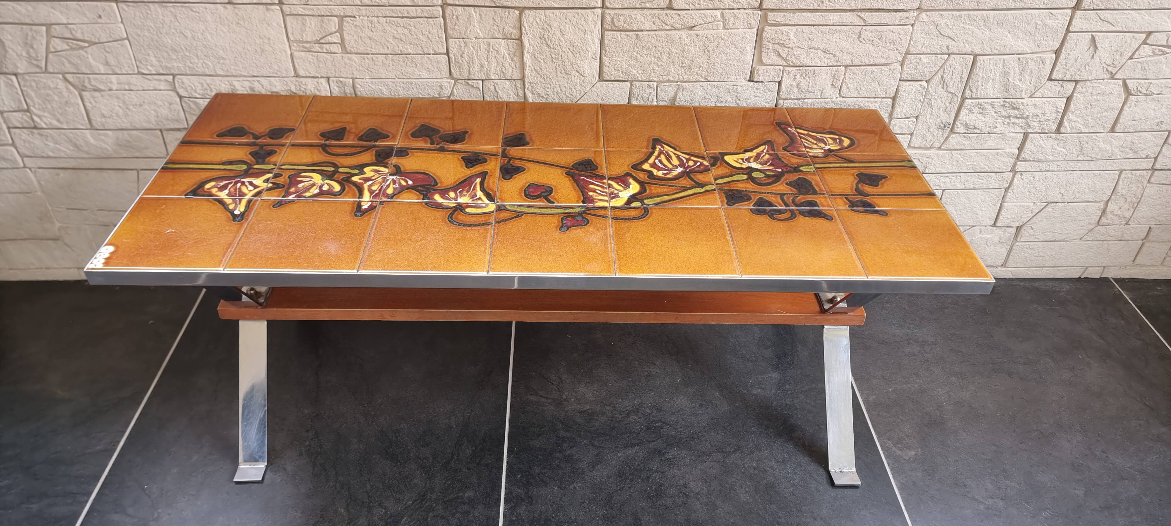 Ceramic tile coffee table signed ADRI 1970