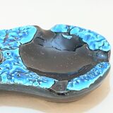 Candle holder ashtray blue fat lava glacier enamels cyclops ceramic pottery Annecy