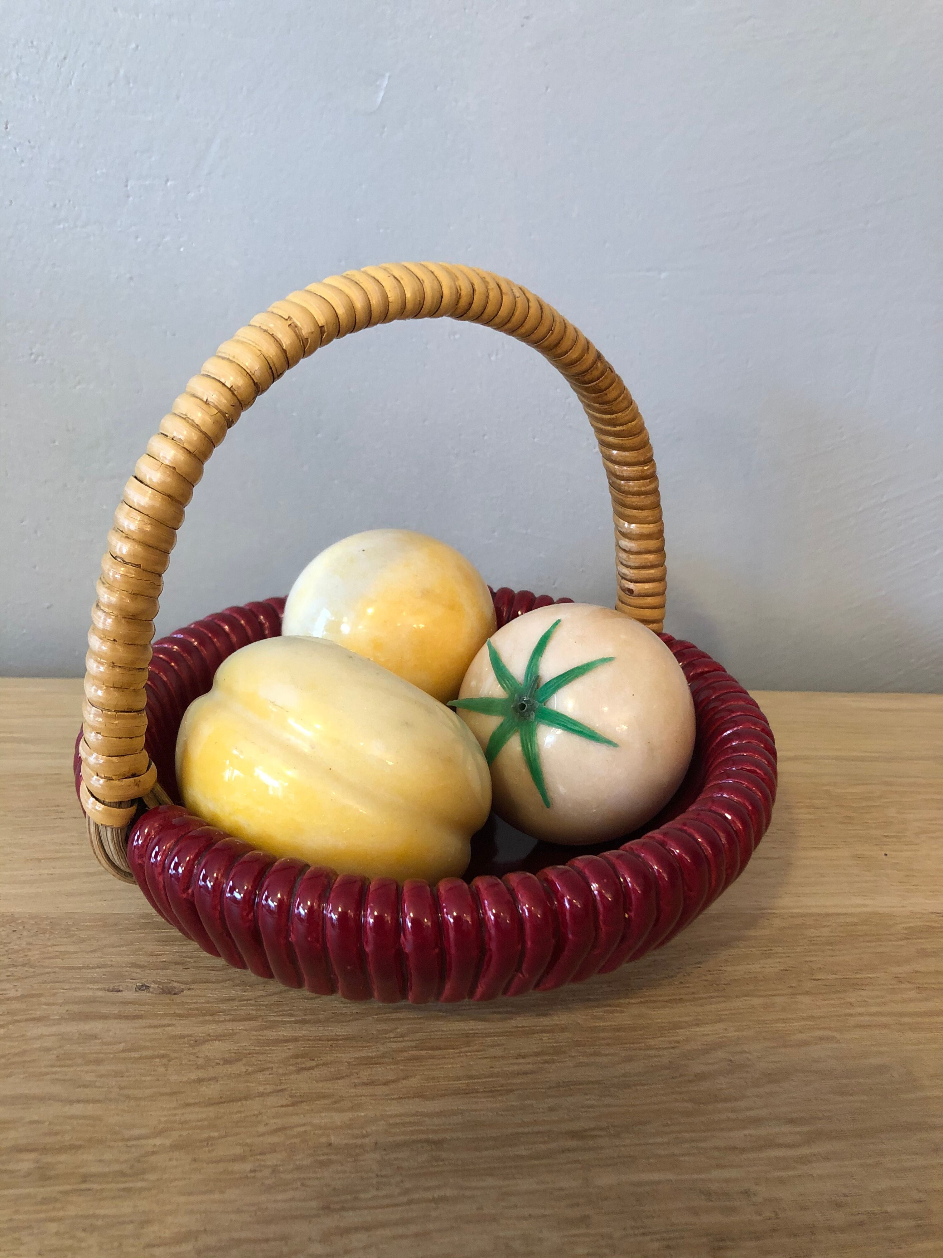 Ceramic and rattan basket