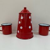 70s Polka Dot Enamel Coffee Pot - 1L