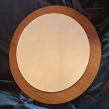 Teak circular bevelled wall mirror, Denmark 1960s