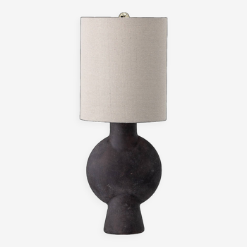 Sergio table lamp in brown terracotta, linen lampshade