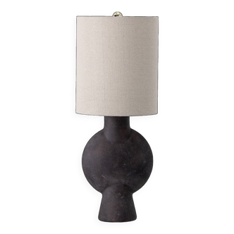 Sergio table lamp in brown terracotta, linen lampshade