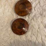 Duo of cedar wood candle holders