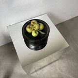 7 black ceramic plates