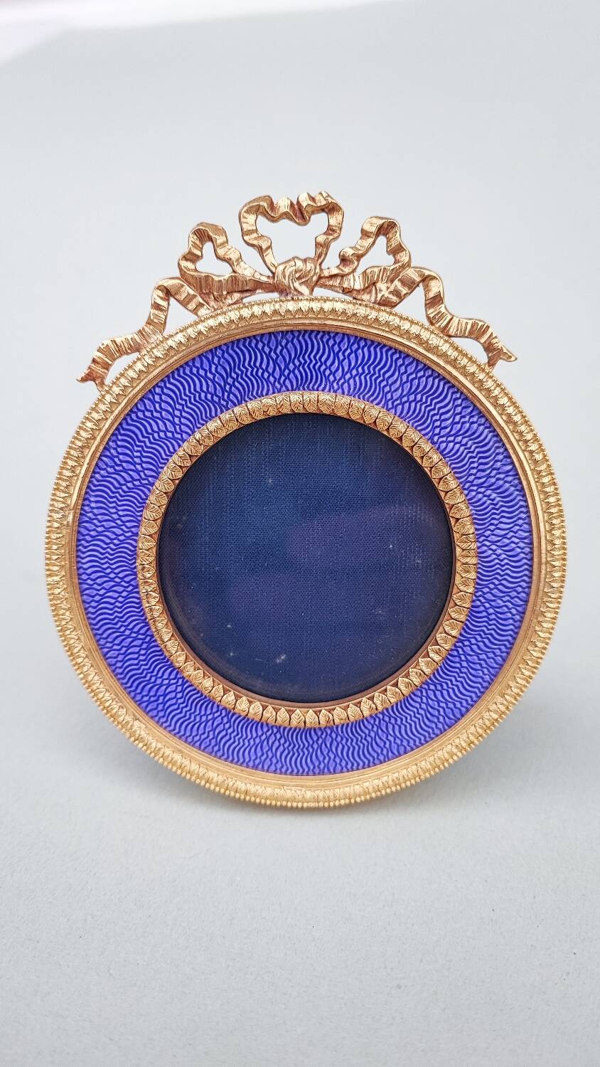 Miniature gilt metal and enamel photo frame