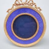Miniature gilt metal and enamel photo frame