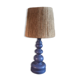Lampe à poser bleu avec abat-jour en corde