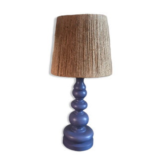 Blue table lamp with rope lampshade