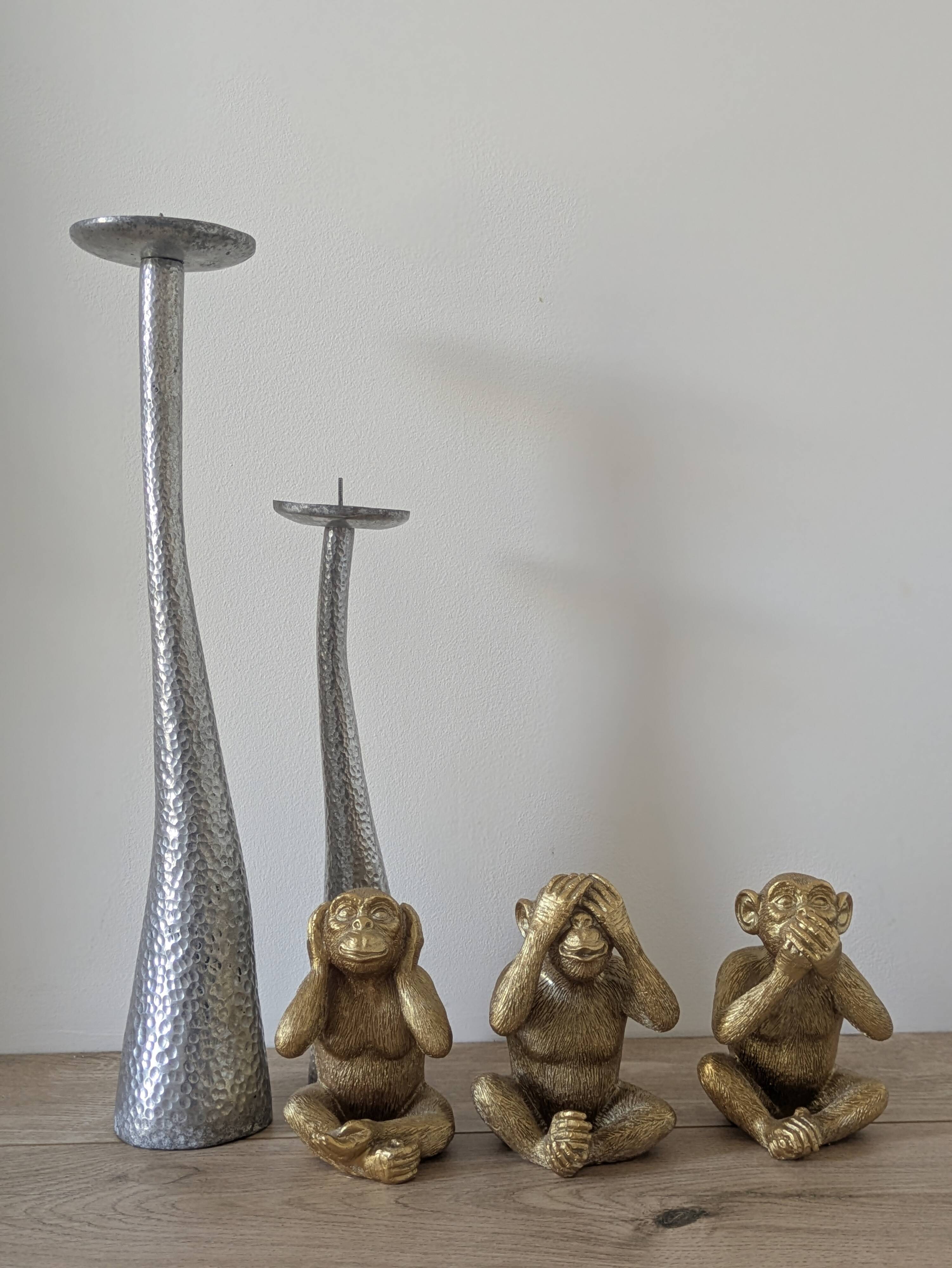 Brutalist hammered candlesticks