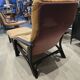 Vintage camel leather lounge chair with ottoman – wooden frame – 1970s