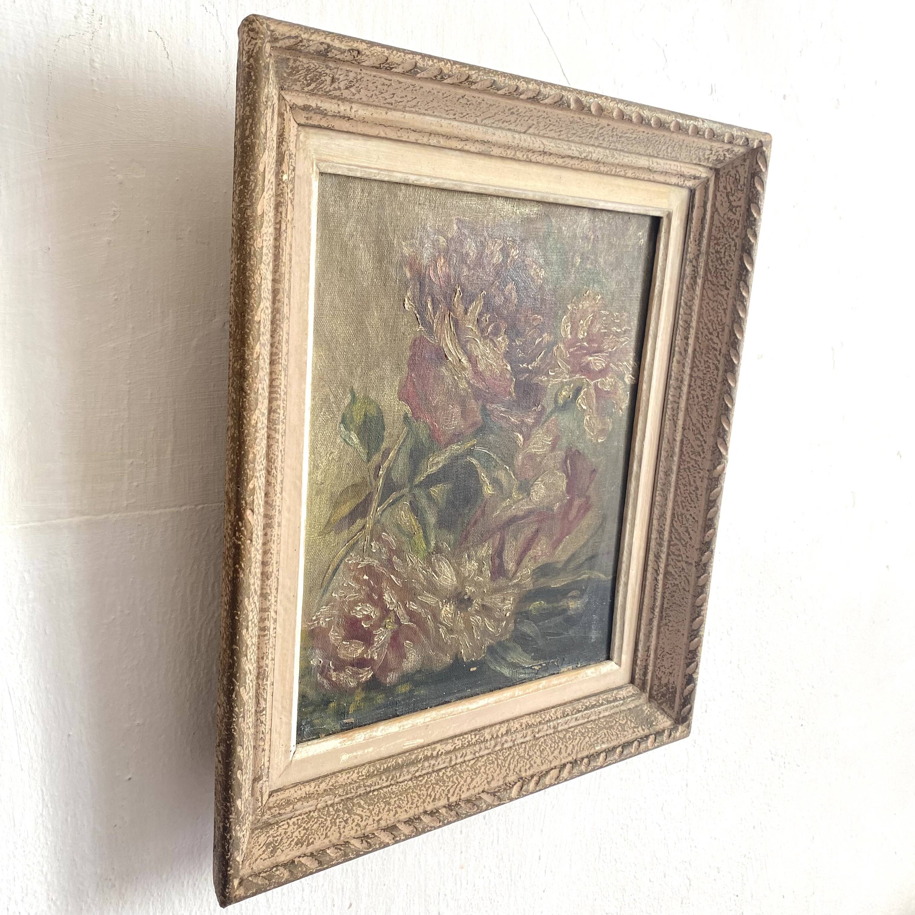 Flower painting, oil on canvas framed