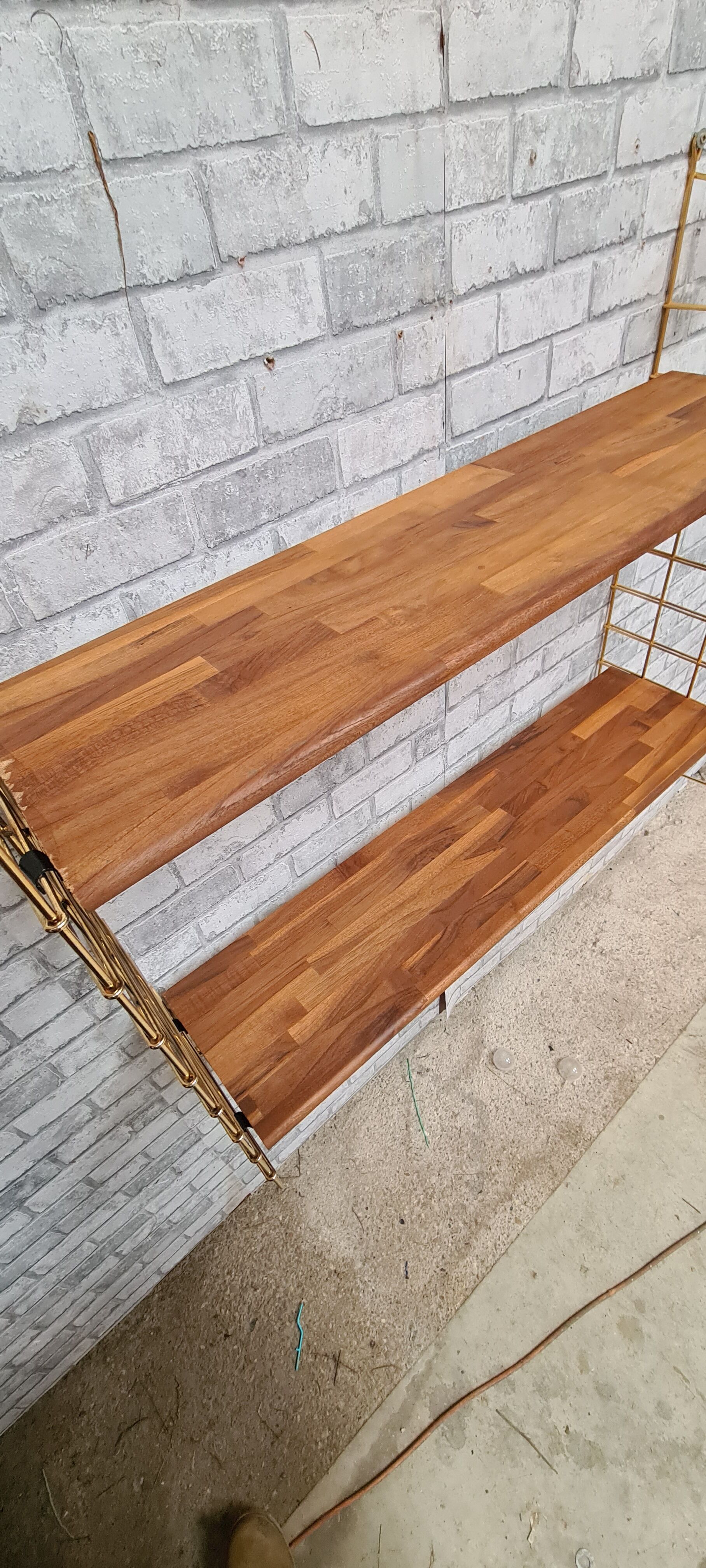 Scandinavian vintage floor 1960 solid exotic wood and chrome metal gold 82x83