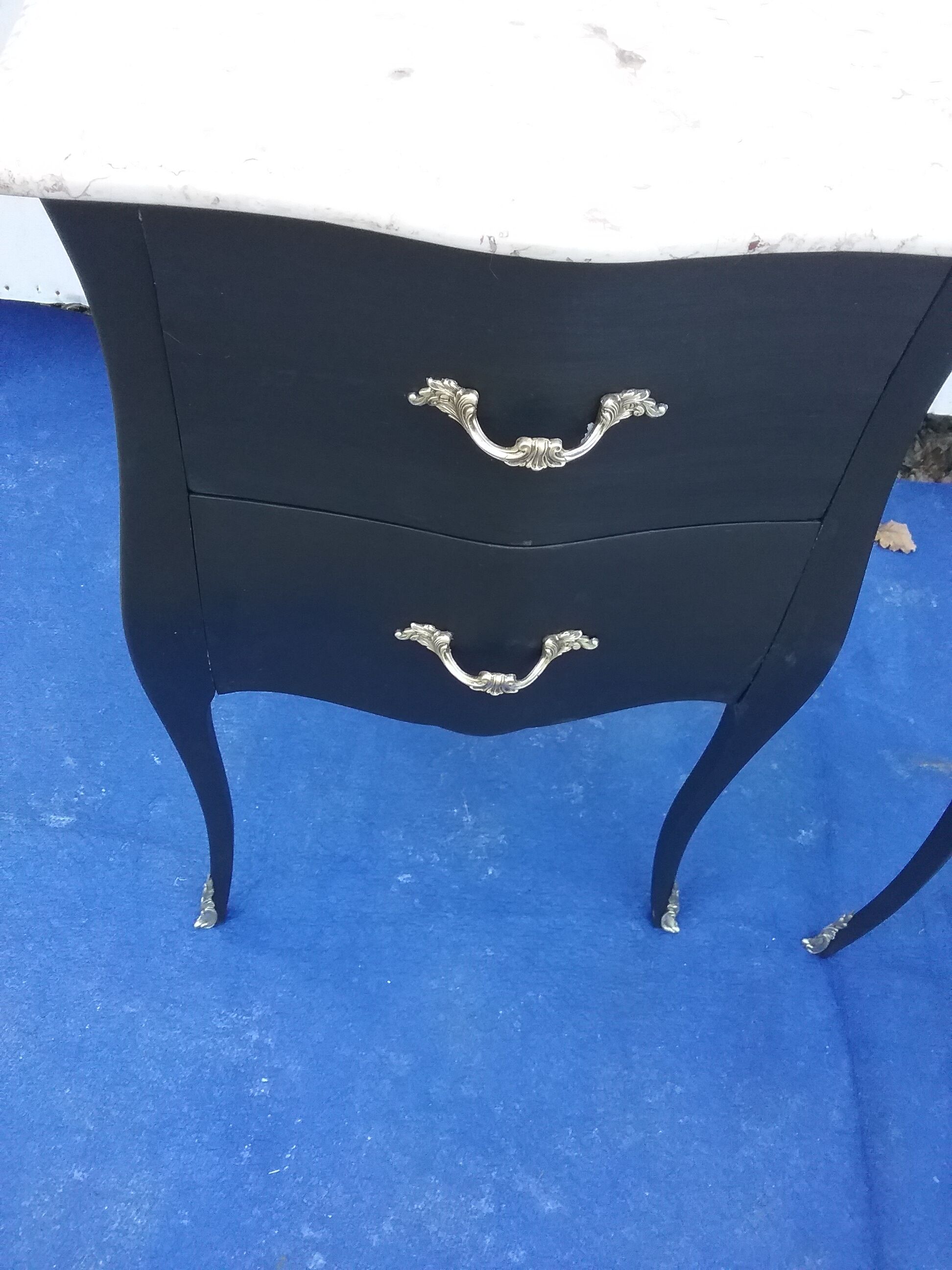 Pair of black L XV style bedside tables