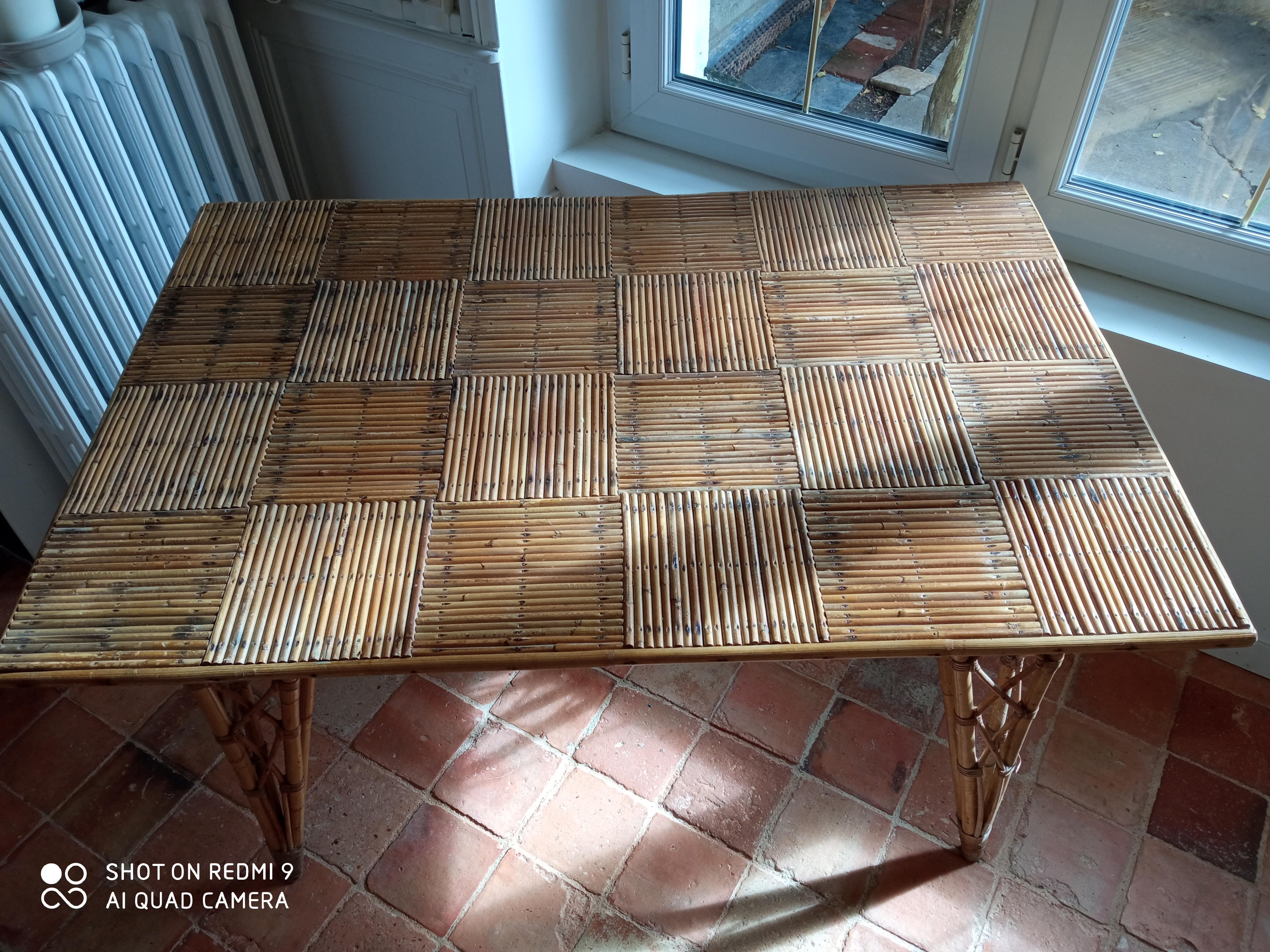 Vintage rattan dining table