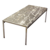 Kho Liangh Black Marble and Brushed Steel Coffee Table by Artifort 1960s