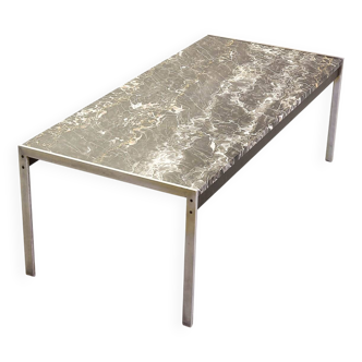 Table basse Kho Liangh en marbre noir et acier brossé par Artifort, années 1960