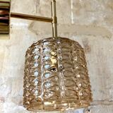 Brass and striated glass wall lamp