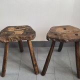 Pair of vintage brutalist stools from the 1970s.