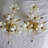 Two Eglo wall lights with vintage Murano flowers 70/80