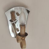 Single-light wall sconce in brass and metal with engraved mirror plate - 1950s