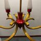 Vintage Opaline Glass Brass Chandelier 1950’s