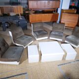 Italian Modular Space Age Design Sofa Set Chairs, Couch & Tables 1970s