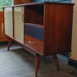 Sideboard with compass feet in wood and formica