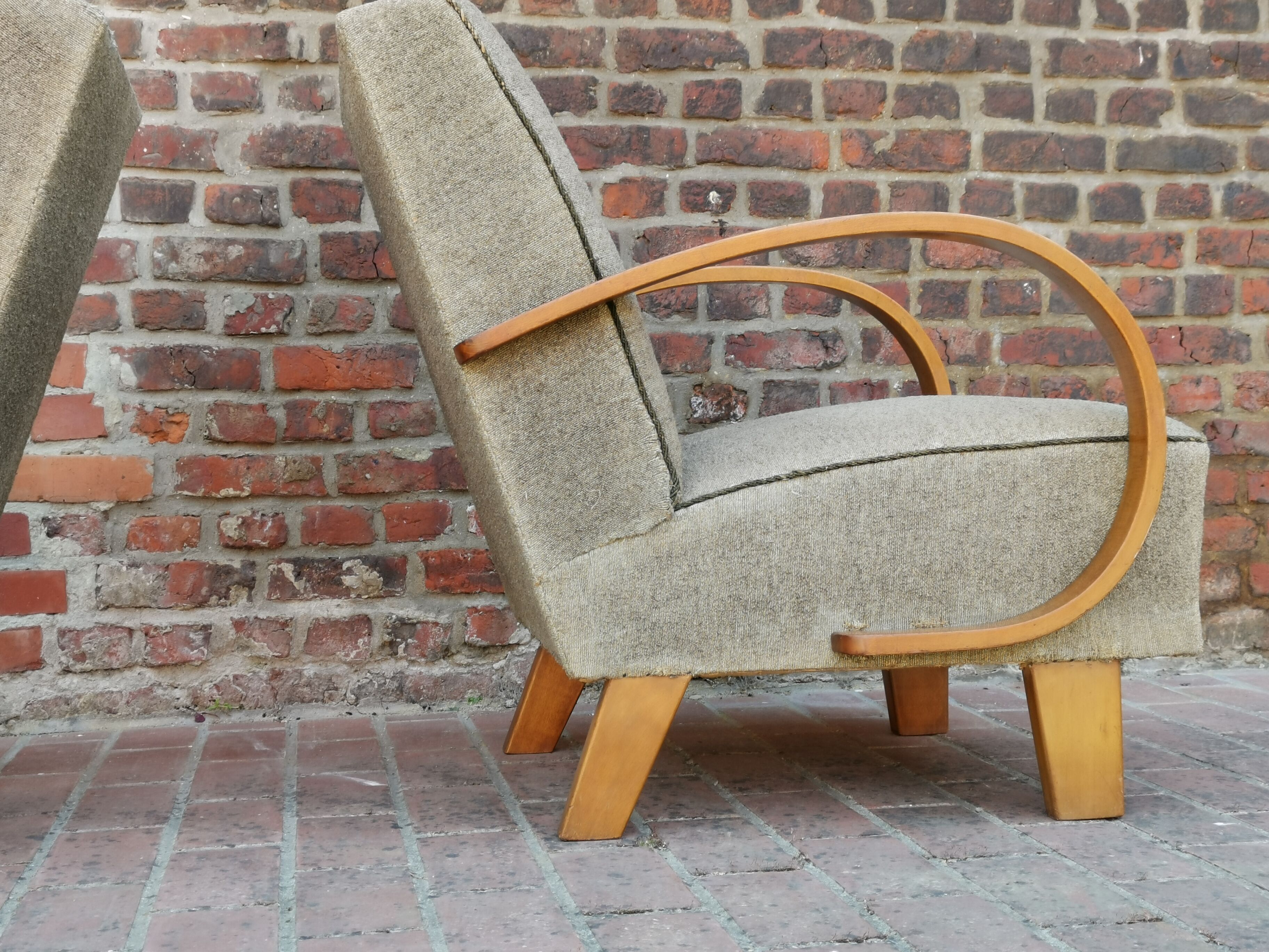 Pair of armchairs by Jindrich Halabala for Thonet 1950. Art deco