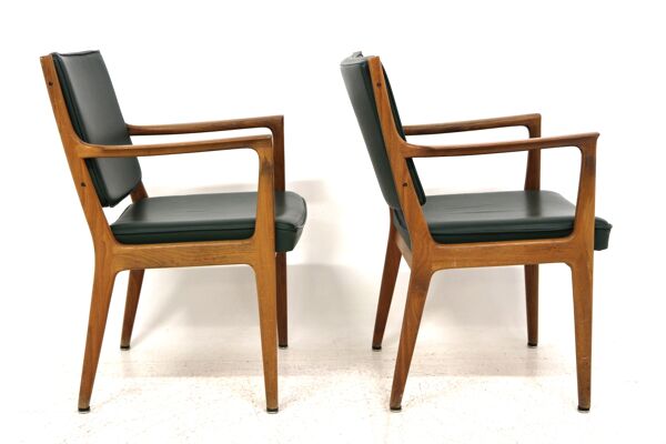 Set de 2 fauteuils en cuir, Karl Erik Ekselius, Suède, 1960