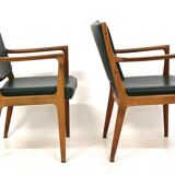 Set de 2 fauteuils en cuir, Karl Erik Ekselius, Suède, 1960