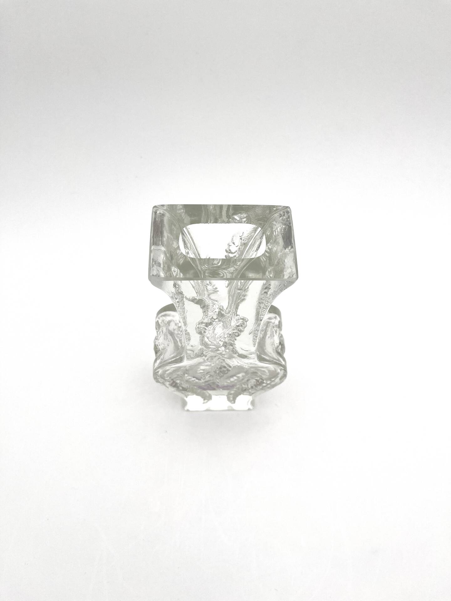 Brutalist Vase Ingrid Glashütte 3085 Transparent Glass 70s