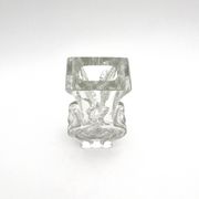 Brutalist Vase Ingrid Glashütte 3085 Transparent Glass 70s