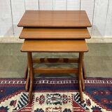 Set of 3 teak nesting tables from the 70s