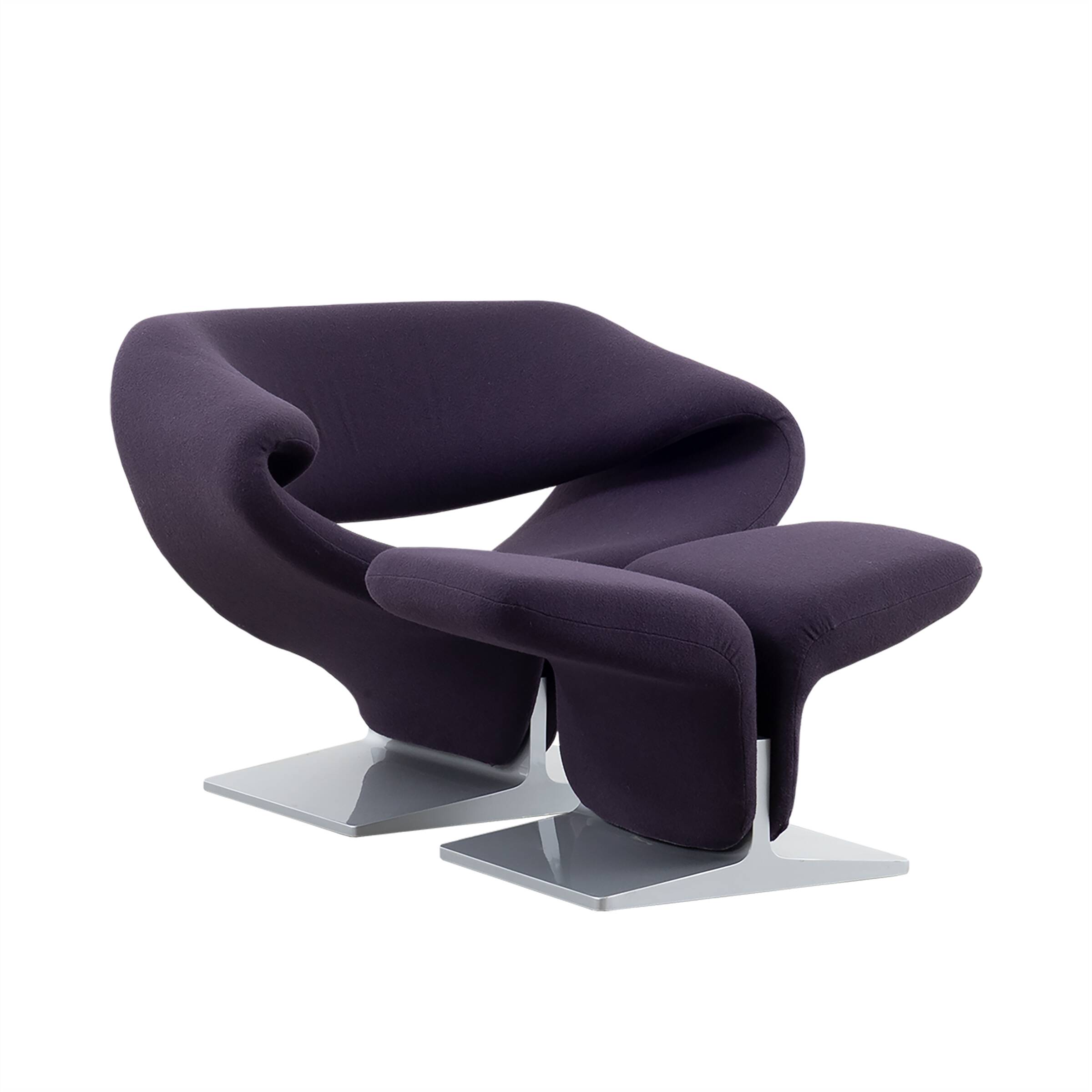 Pierre Paulin Ribbon Lounge Chair and Ottoman in Purple fabric for Artifort