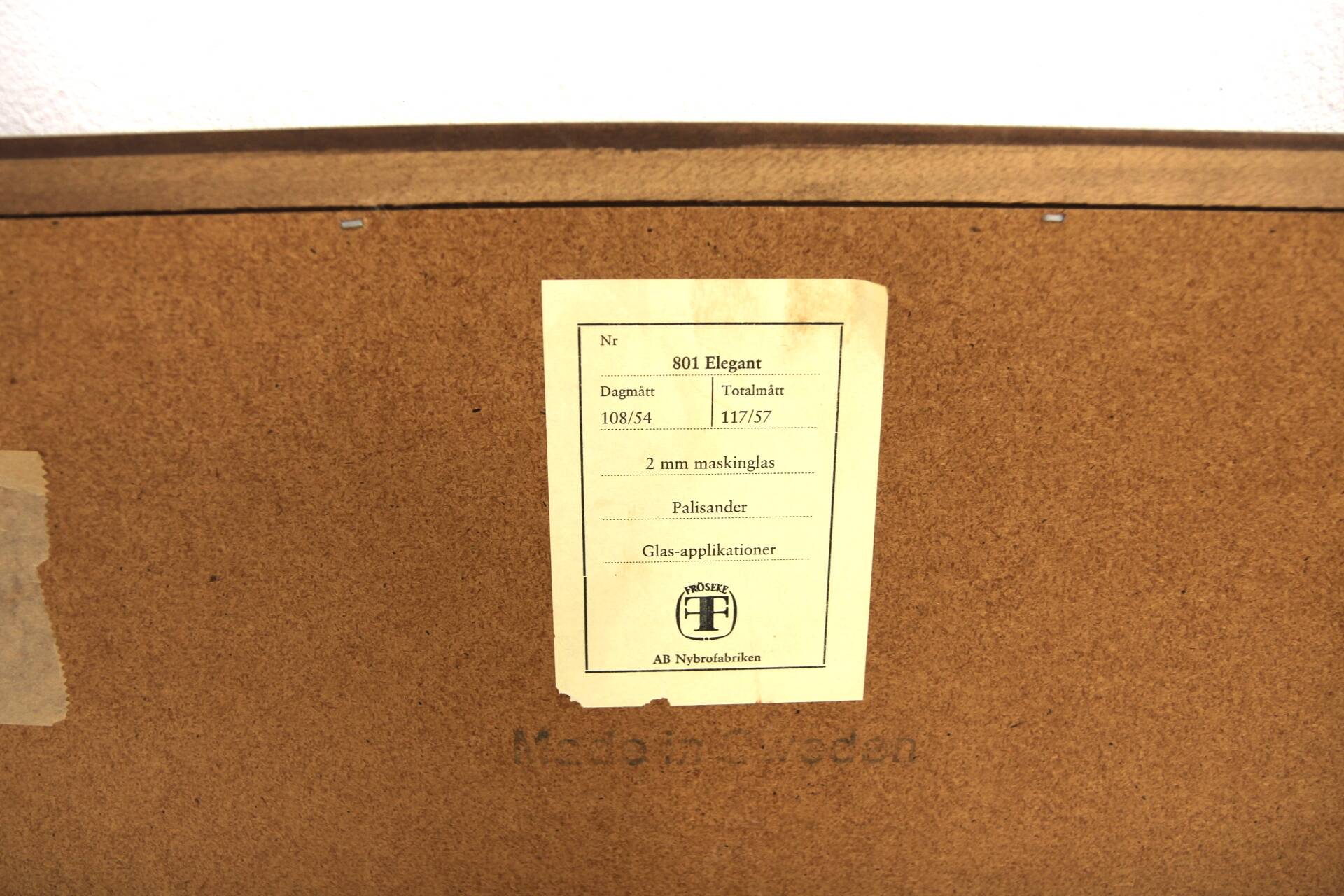 Scandinavian rosewood mirror, Fröseke, Sweden, 1960 - 117x57cm