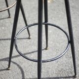 Set of 4 bar stools, metal and imitation leather stool, high stool