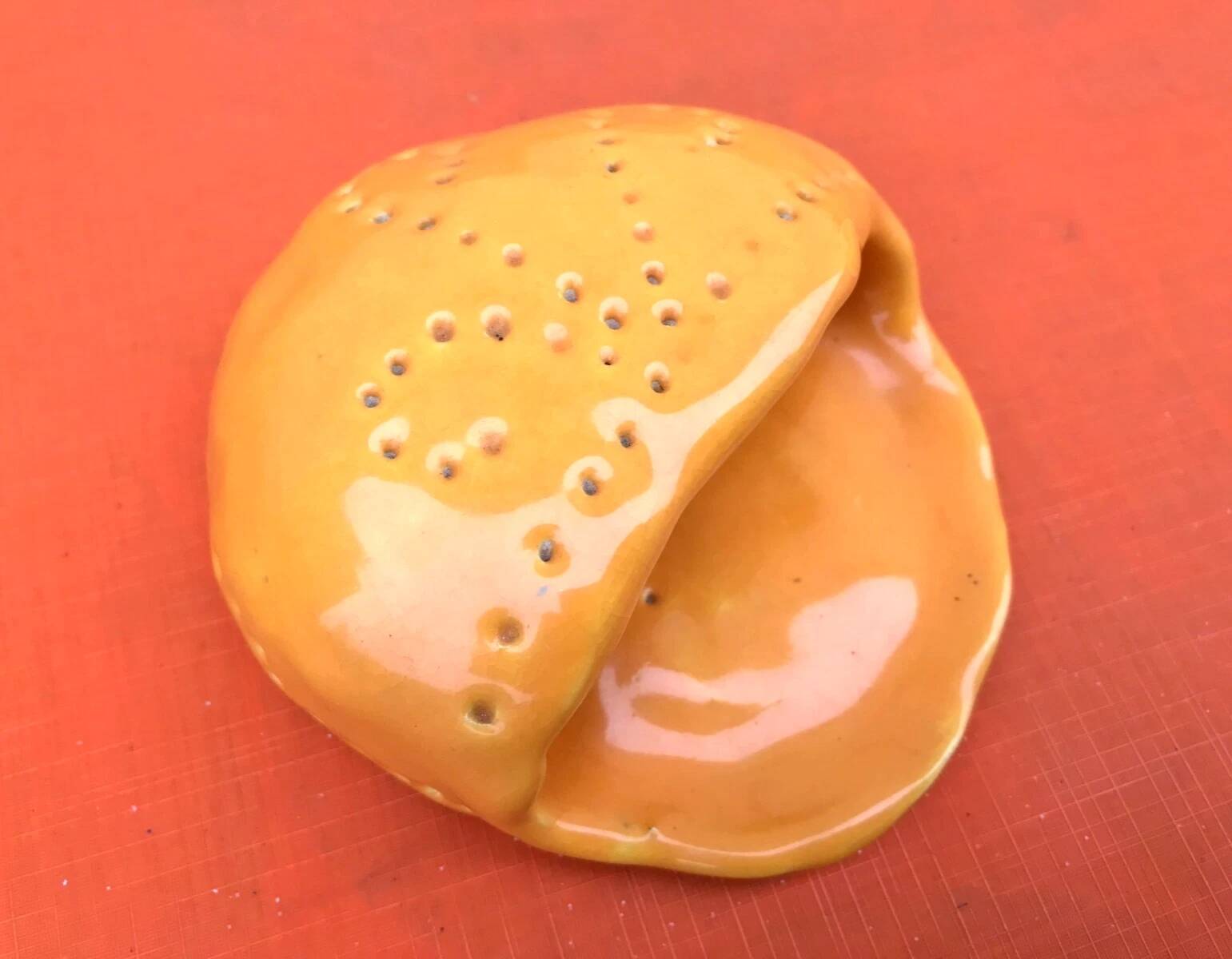 Salt dish yellow glazed ceramic