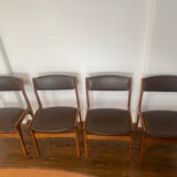 Suite of 4 Scandinavian teak and imitation leather chairs, Dyrlund edition, 1960, mid-century
