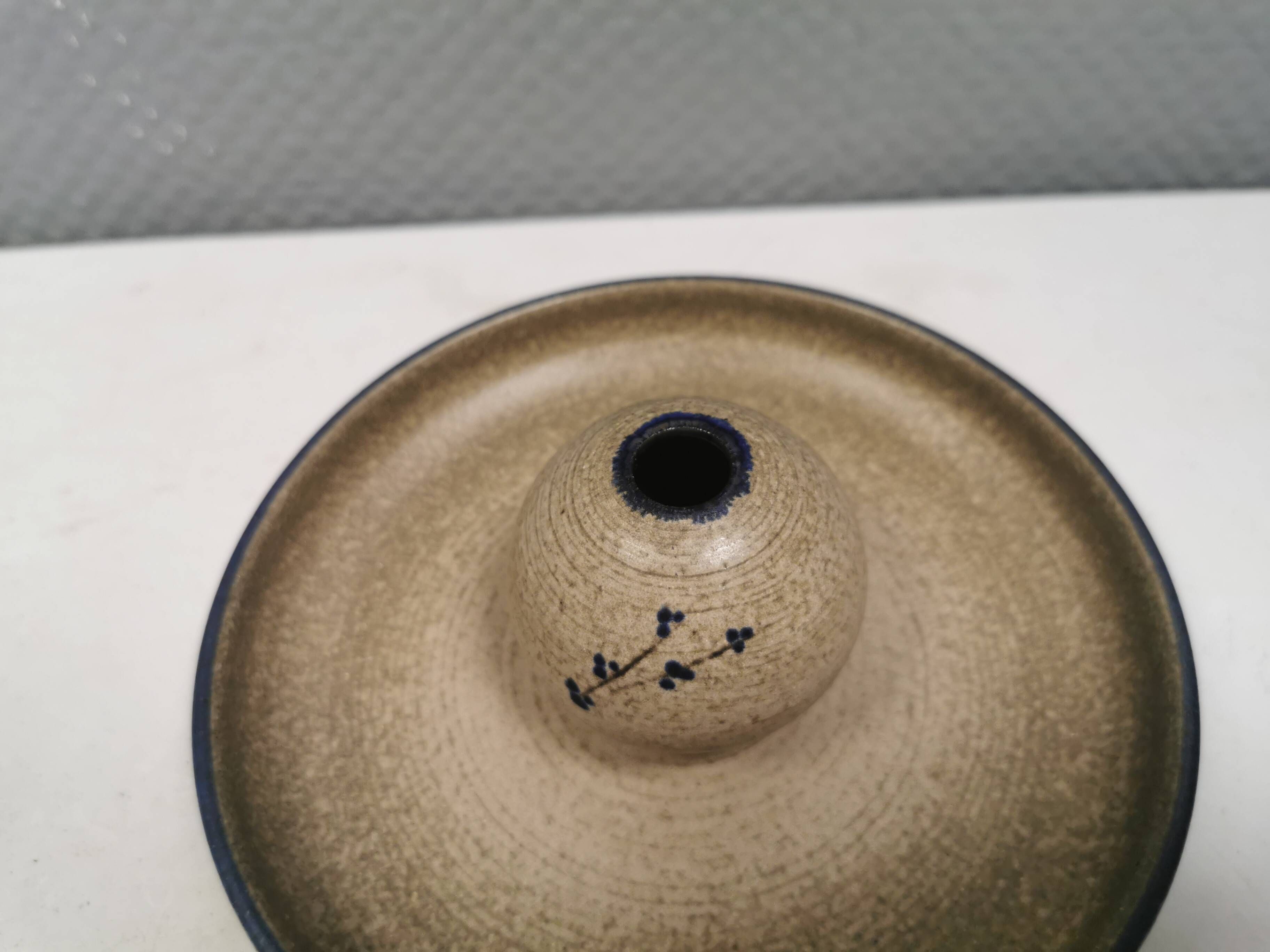 Beautiful bowl with a small knob ‘vase’ for a flower, Ulla ceramic Denmark
