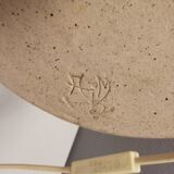 Large ceramic table lamp in beige with "straw" motifs