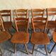 Set of 8 vintage beech chairs compass feet 1960's