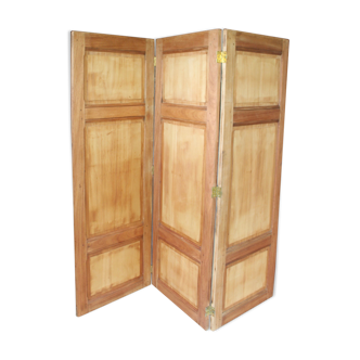 Screen 3 panels solid wood restored