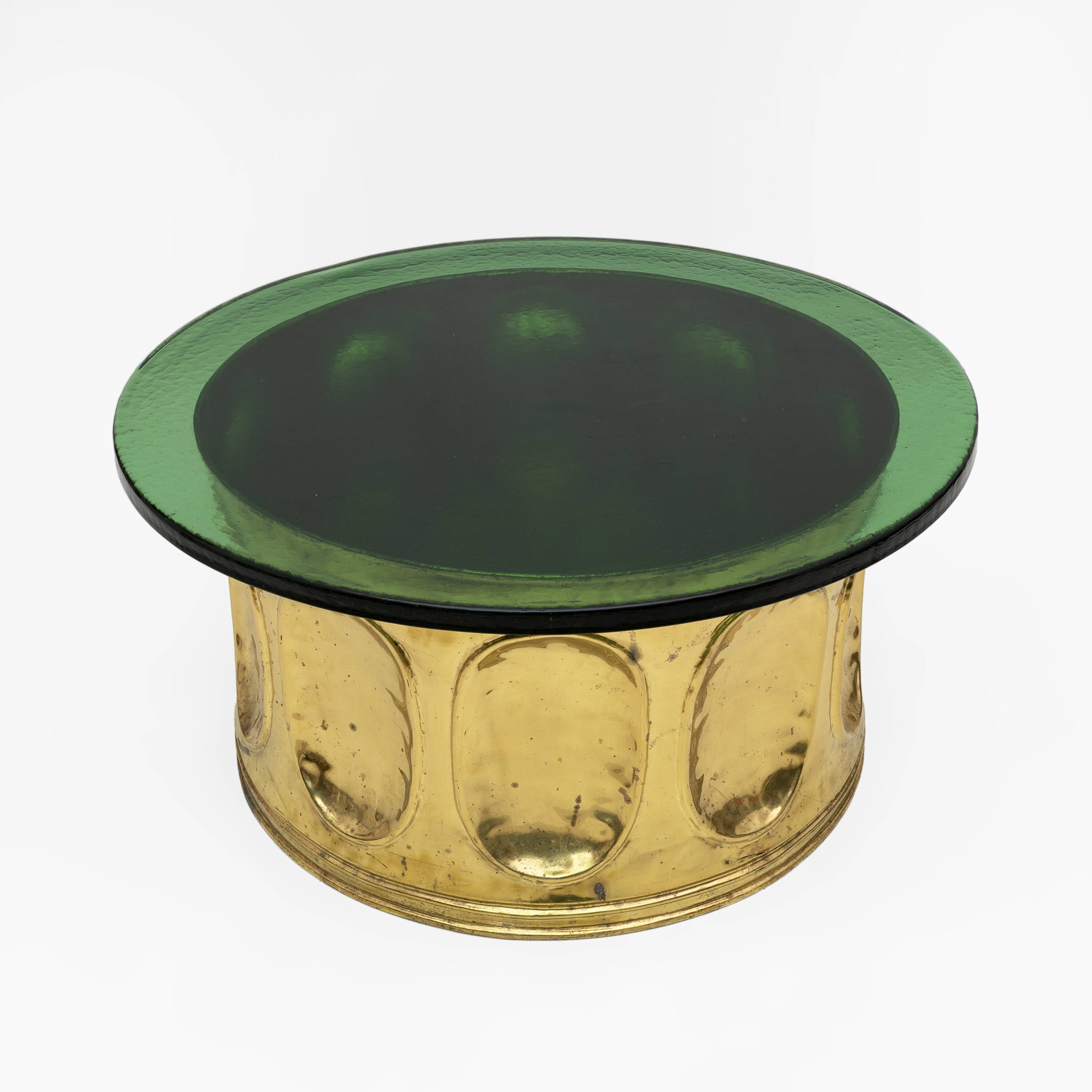 Mid-century Modern Italian Murano Glass and Brass Coffee Table, 1970s